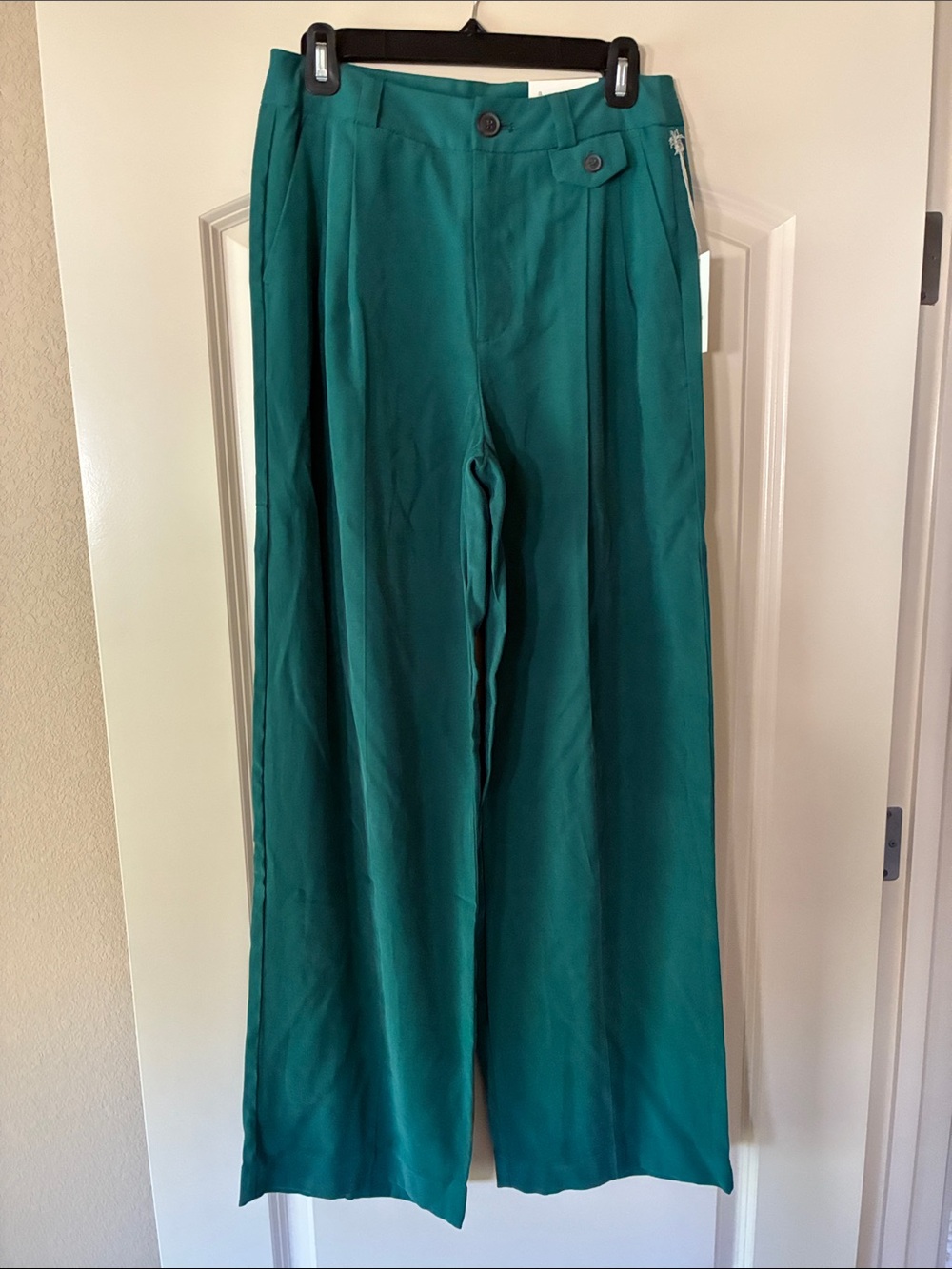 NWT Forest Green Wide-Leg High-Waist Trousers Size 4